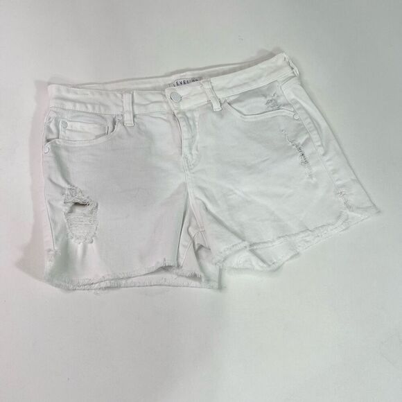Level 99 Jean Shorts Womens 28 Chelsea White Cut Off Denim Distressed Mid Rise - Picture 1 of 10